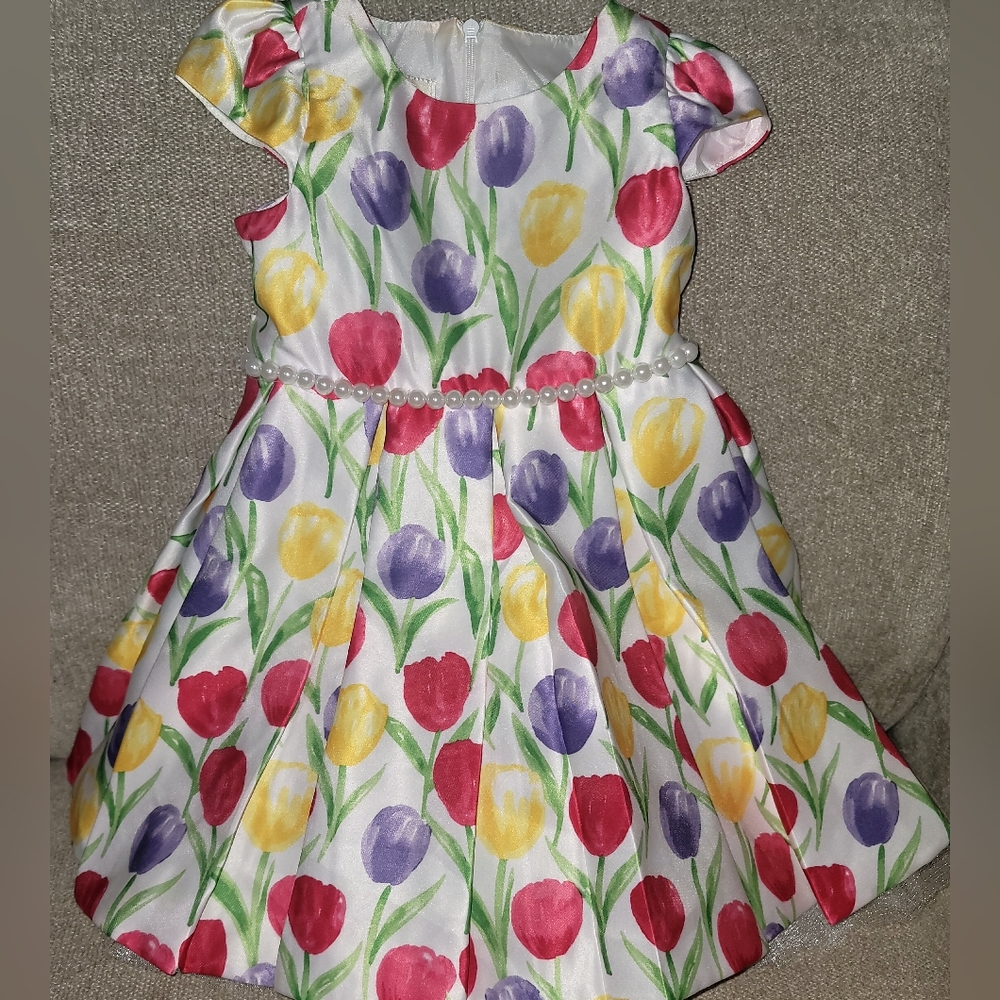 Couture Pricess 2T white floral tulip print